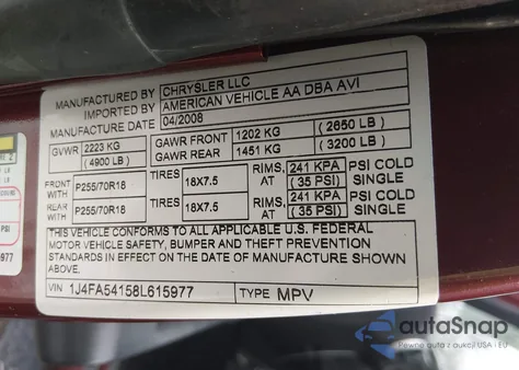 2008 Jeep Wrangler Sahara z USA, uszkodzony, nr VIN 1J4FA54158L615977